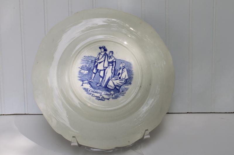 photo of vintage Crown Ducal Colonial Times blue & white china dinner plate Spirit of 1776 #7