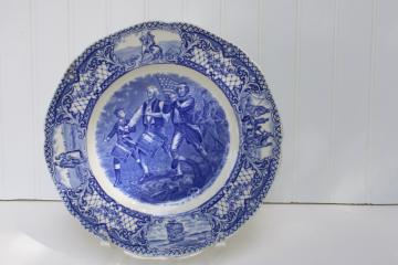 catalog photo of vintage Crown Ducal Colonial Times blue & white china dinner plate Spirit of 1776