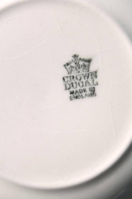 photo of vintage Crown Ducal England china cereal bowls, creamware w/ embossed border #7