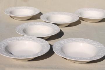 catalog photo of vintage Crown Ducal England china cereal bowls, creamware w/ embossed border