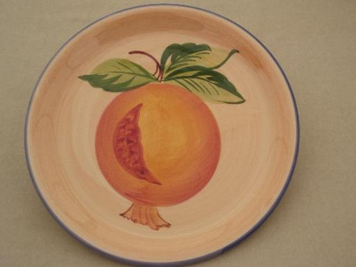 photo of vintage Culinary Connection Italian ceramic plates w/ fruit & flowers, figs #4