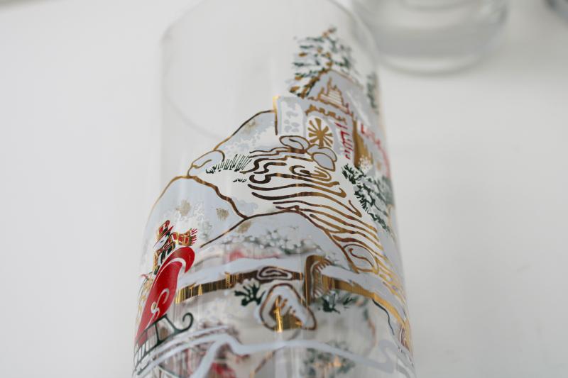 photo of vintage Culver sleigh ride Christmas holiday drinking glasses highball tumblers #4