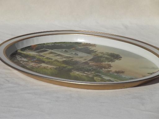 photo of vintage Currier & Ives print metal serving tray, American Homestead Summer  #2