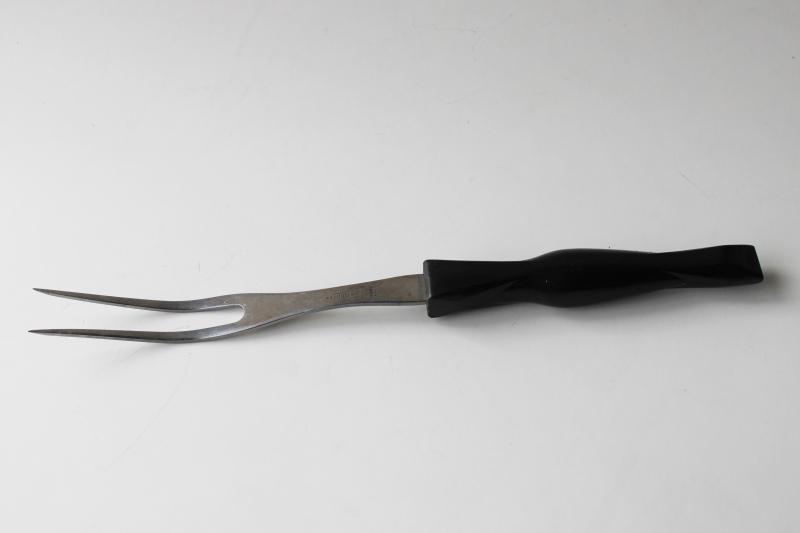 photo of vintage Cutco meat fork, carving or turning fork stainless plastic handle #1