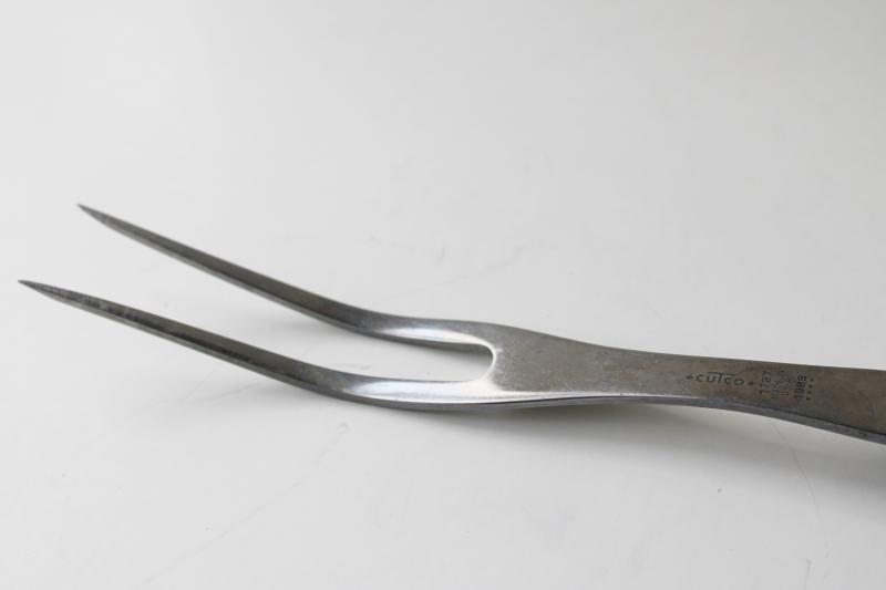 photo of vintage Cutco meat fork, carving or turning fork stainless plastic handle #2