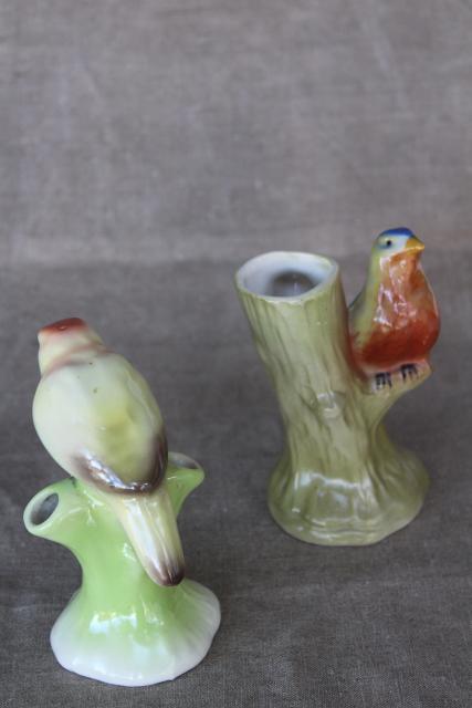 photo of vintage Czech bird figurine figural flower holders, frog style vases collection #6