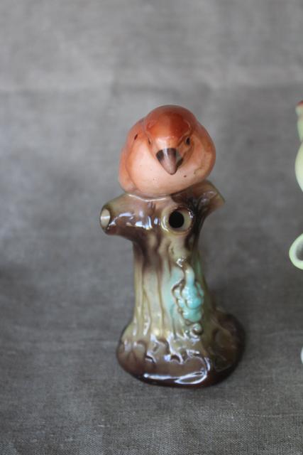 photo of vintage Czech bird figurine figural flower holders, frog style vases collection #7