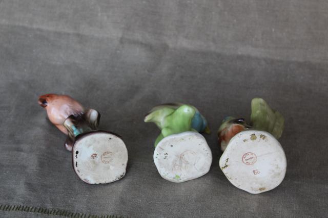 photo of vintage Czech bird figurine figural flower holders, frog style vases collection #10