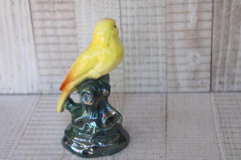 photo of vintage Czech china bird figurine, yellow canary round mark Czecho Slovakia #5