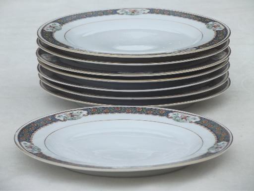 photo of vintage Czech china plates w/ hand-painted pheasants border, M Z Altrohlau #6