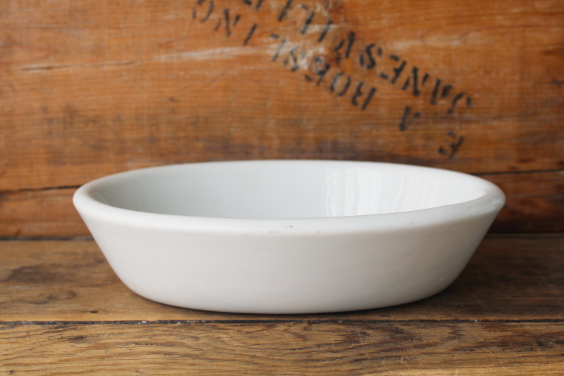 photo of vintage D E McNicol West Virginia vitrified china, simple chunky white ironstone oval bowl  #1