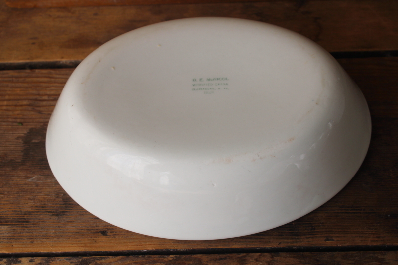 photo of vintage D E McNicol West Virginia vitrified china, simple chunky white ironstone oval bowl  #4