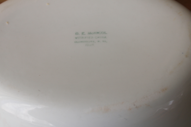 photo of vintage D E McNicol West Virginia vitrified china, simple chunky white ironstone oval bowl  #5