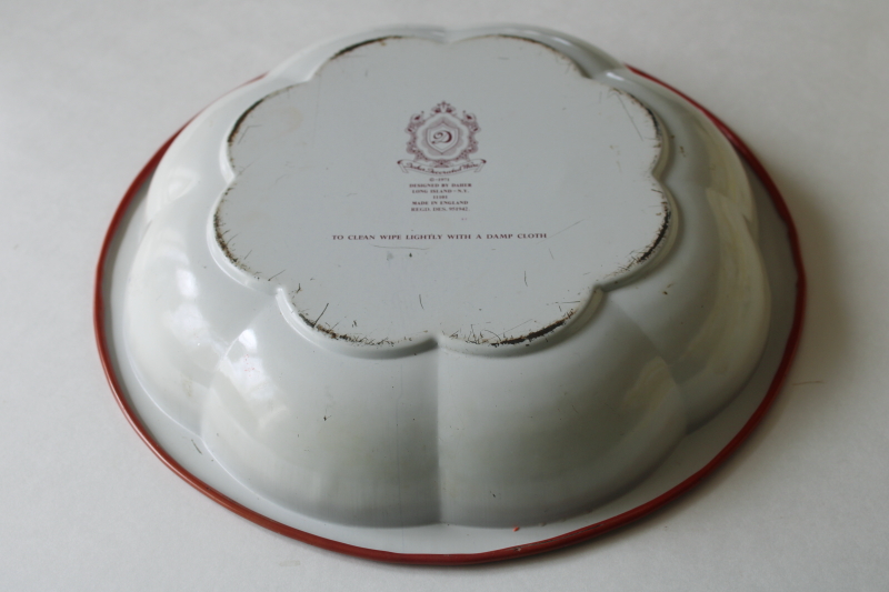 photo of vintage Daher Decorated Ware bowl, chinoiserie roosters chickens litho print metal  #7