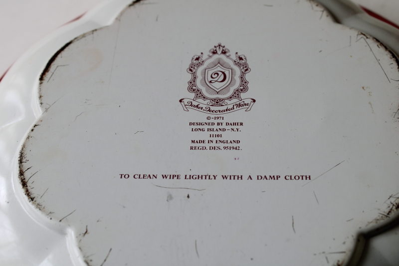 photo of vintage Daher Decorated Ware bowl, chinoiserie roosters chickens litho print metal  #8