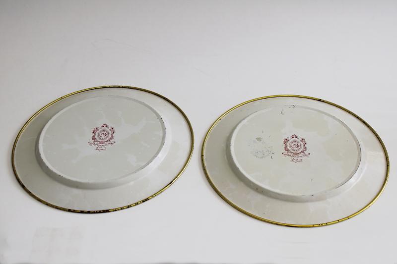 photo of vintage Daher Ware flue covers or plates, granny chic florals shabby tin litho prints #4