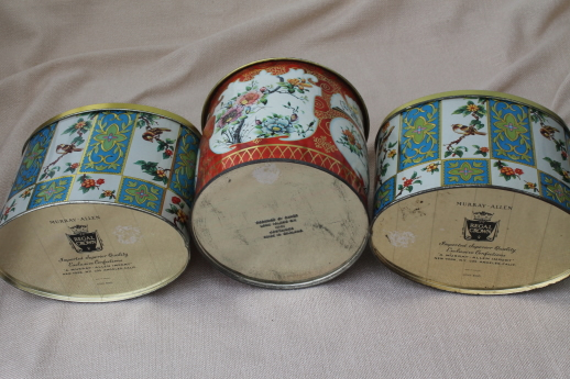 photo of vintage Daher Ware tin & English biscuit tins, metal canisters w/ birds & flowers #11