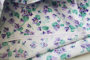 catalog photo of vintage Daisy Kingdom violet print cotton fabric, purple violets floral chintz