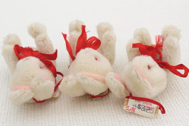 photo of vintage Dakin mini animals, wool mohair plush Easter lambs & jointed bunnies toys #7