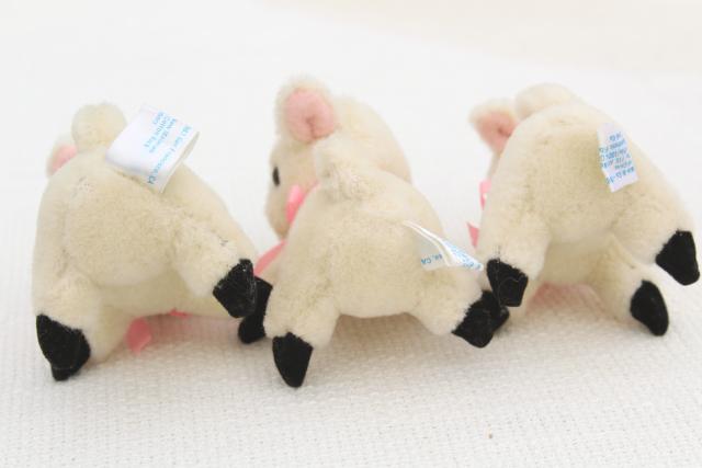 photo of vintage Dakin mini animals, wool mohair plush Easter lambs & jointed bunnies toys #14