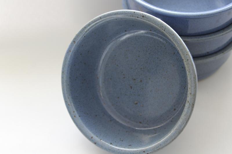 photo of vintage Dansk - Japan Nielstone blue glazed stoneware soup or cereal bowls #4
