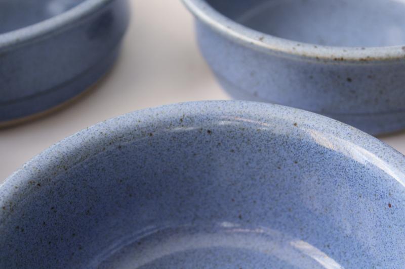 photo of vintage Dansk - Japan Nielstone blue glazed stoneware soup or cereal bowls #6