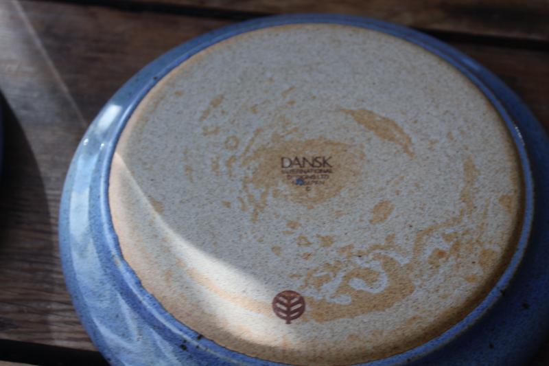 photo of vintage Dansk - Japan Nielstone dinnerware set for 6, stoneware blue tan speckled #11