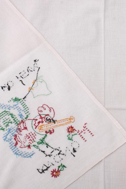 photo of vintage Days of the Week kitchen chores embroidered flour sack cotton feedsack towels #2