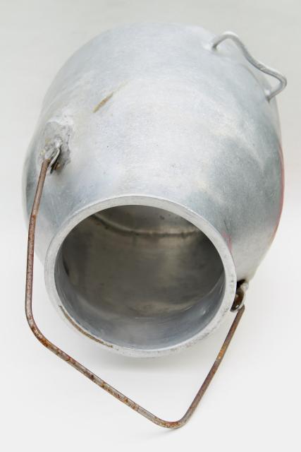 photo of vintage DeLaval milker milking machine bucket, old aluminum metal milk pail #12
