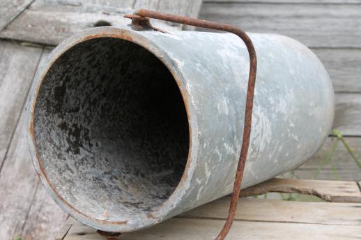photo of vintage Delaval dairy bucket, farm primitive tall zinc pail w/ rusty handle #2
