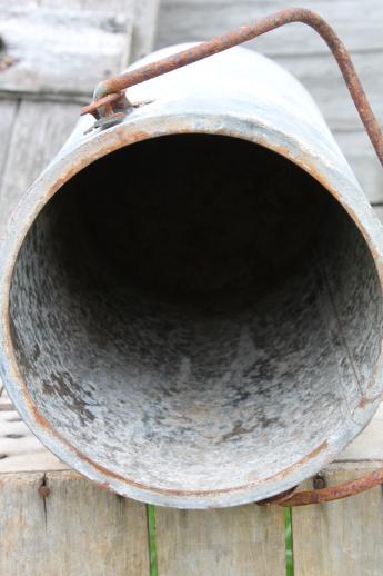 photo of vintage Delaval dairy bucket, farm primitive tall zinc pail w/ rusty handle #3