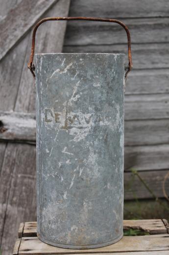 photo of vintage Delaval dairy bucket, farm primitive tall zinc pail w/ rusty handle #4