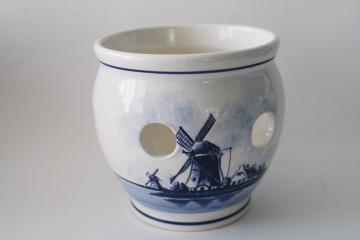 catalog photo of vintage Delft Blauw hand painted pottery Dutch crocus vase bulb planter pot