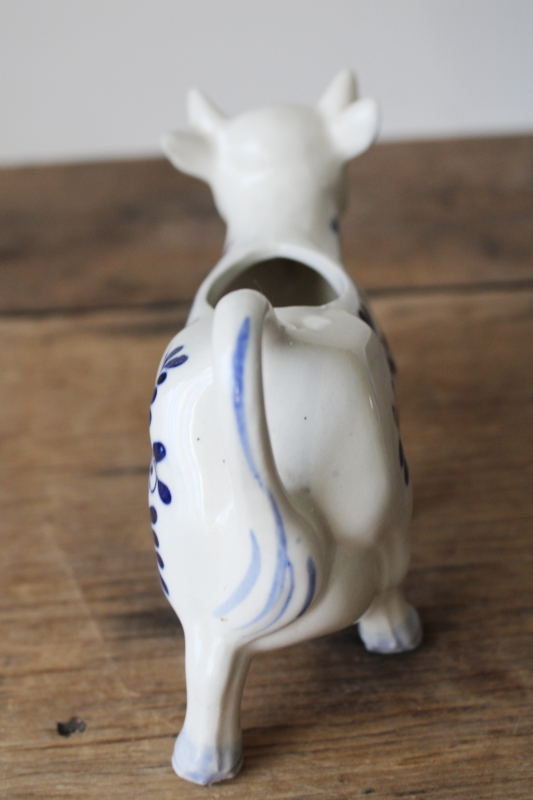photo of vintage Delft blue & white ceramic cow creamer, cow figurine cream pitcher  #4