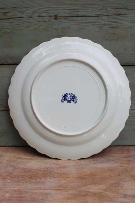 photo of vintage Delft pottery wall plate hand painted scene blue & white, crown w/ lion mark #4