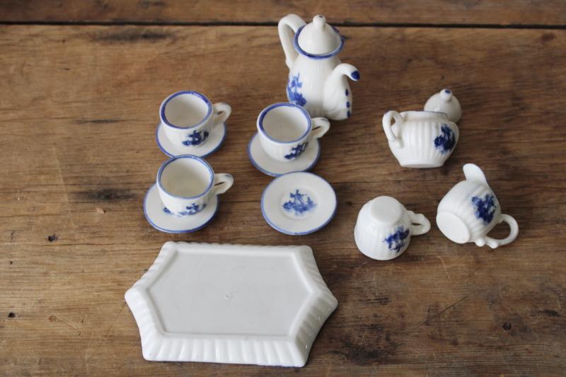 photo of vintage Delft style blue & white china, miniature tea set doll dishes  #6