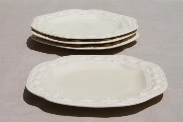 photo of vintage Della Robbia creamware china dessert plates and cake plate Adams - England Titian Ware #3