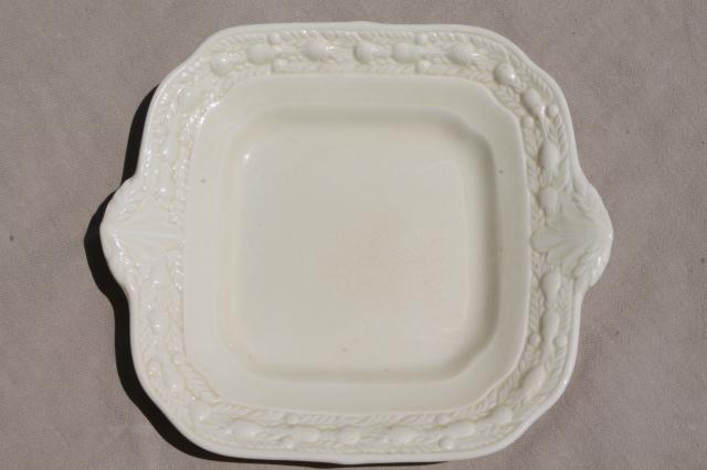 photo of vintage Della Robbia creamware china dessert plates and cake plate Adams - England Titian Ware #4