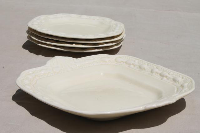 photo of vintage Della Robbia creamware china dessert plates and cake plate Adams - England Titian Ware #6