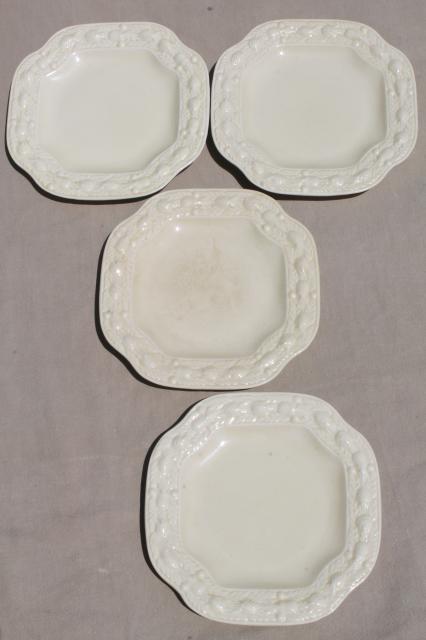 photo of vintage Della Robbia creamware china dessert plates and cake plate Adams - England Titian Ware #8