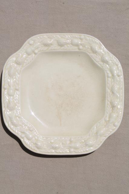 photo of vintage Della Robbia creamware china dessert plates and cake plate Adams - England Titian Ware #9