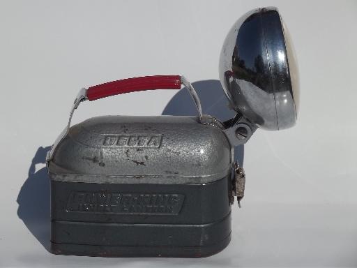 photo of vintage Delta Power-King battery floodlight flashlight, camping lantern #3
