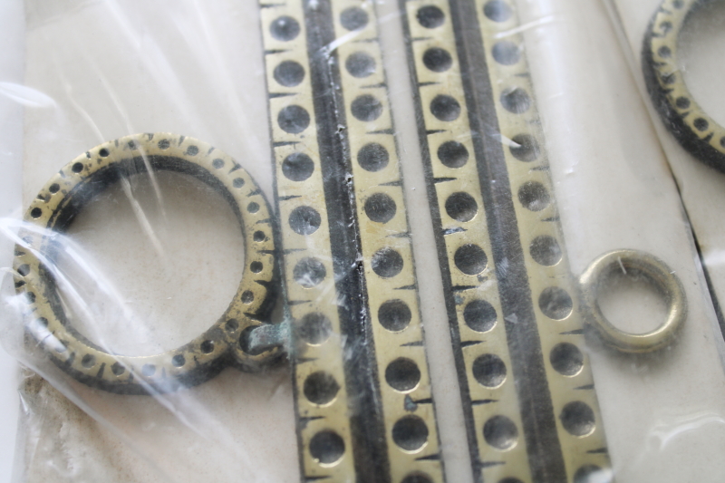 photo of vintage Denmark cast metal bell pull hangers, needlework framing or restoration hardware new in package #5