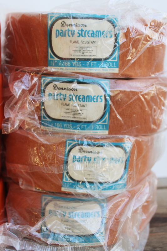 photo of vintage Dennison crepe paper streamers lot, retro Halloween party decorations fall colors  #5