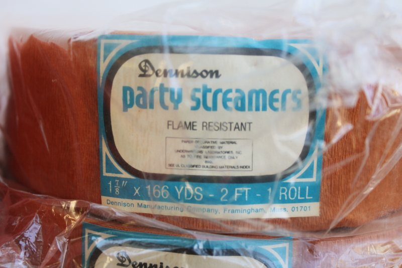 photo of vintage Dennison crepe paper streamers lot, retro Halloween party decorations fall colors  #6