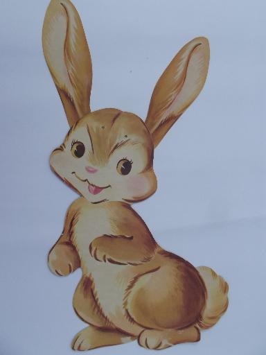 photo of vintage Dennison die-cut paper holiday decorations, Easter bunnies & chick #3