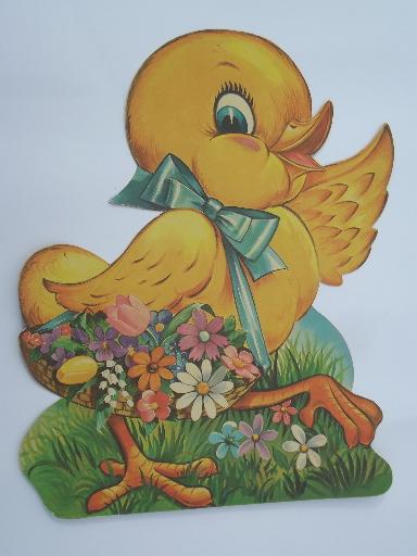 photo of vintage Dennison die-cut paper holiday decorations, Easter bunnies & chick #4