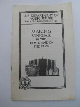 catalog photo of vintage Dept of Ag farmer's bulletin how-to booklet, making vinegar