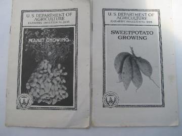 catalog photo of vintage Dept of Ag farmer's bulletins how-to booklets, growing sweet potatoes, peanuts