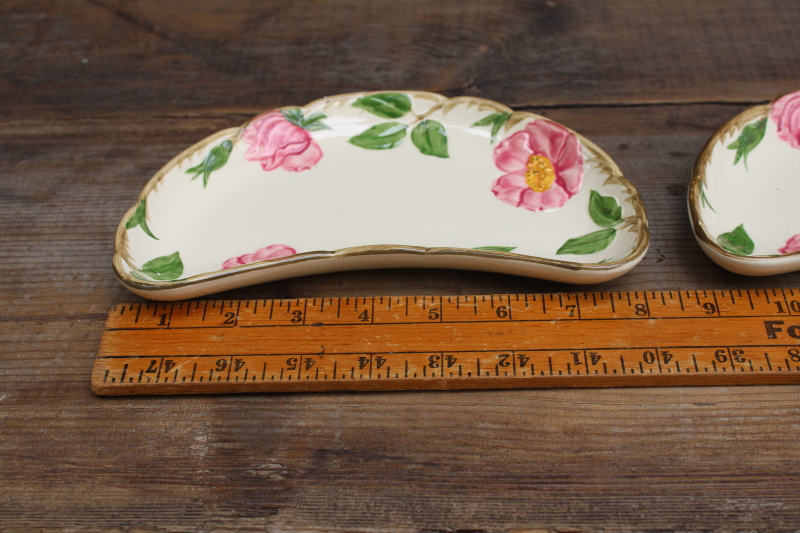 photo of vintage Desert Rose USA Franciscan pottery crescent shape salad side plates #2
